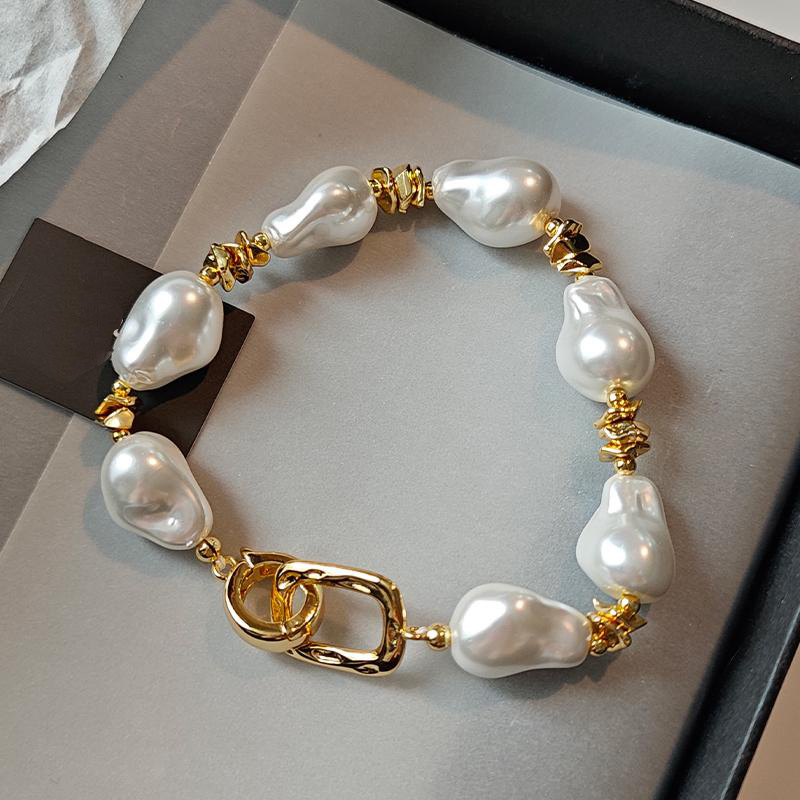 Baroque Pearl Bracelet Gold Plated Brass Jewelry Wholesale